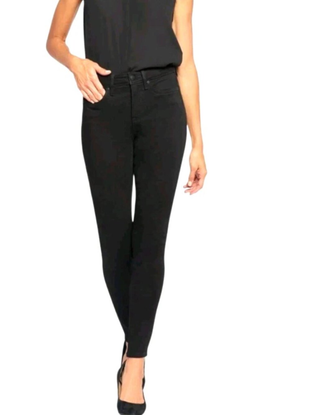 NYDJ Women Jeans Size 12 Black Ami Skinny Sure Stretch Cotton Lift Tuck New